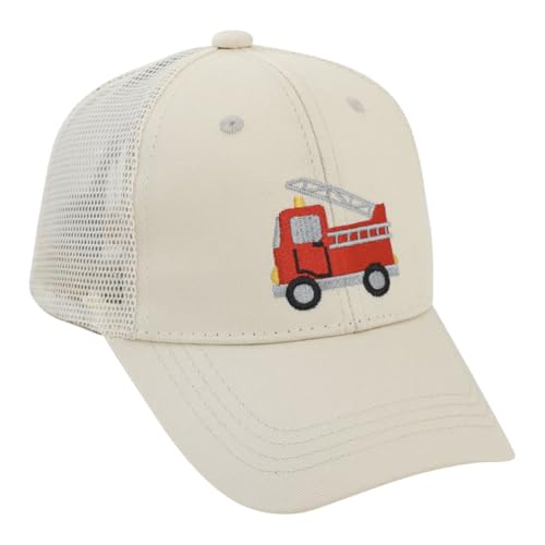 Besforta Niedliche Feuerwehrauto-Stickerei Kinder-Baseballkappe verstellbar gewaschene Baseballmützen für Jungen und Mädchen 2-8