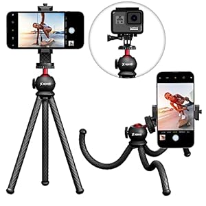 SquidGrip Flexible Cell Phone Tripod and Portable Action Camera Holder – Compatible with iPhone, GoPro, Android, Samsung, Google Pixel and All Mobile Phones Red