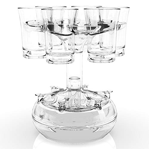 Bai You Mei PMMA Glass Dispenser and Holder, 6 Shot Dispenser, Six Ways, Bar Shooting Dispenser, Cocktail Dispenser, Drinking Games, Wine Dispenser (6 Clear Shot Glasses)
