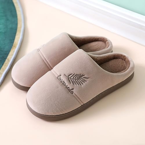 ZSpzx Women Cotton Slippers Unisex Lightweight Chic Design Soft Fur Lining Comfortable House Slides Memory Foam Cozy Slip On Clogs Winter Fall Indoor Wear Warm Shoes3