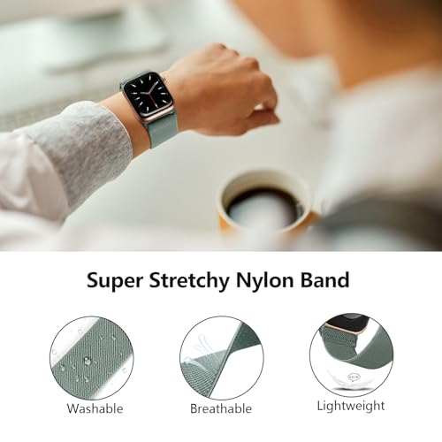 Image of 4 Pack Stretchy Solo Loop Compatible with Apple Watch Bands 38mm 40mm 41mm 42mm 44mm 45mm 46mm 49mm Women Men, Sport Nylon Elastic Straps Wristbands for iWatch Series 11 10 9 8 7 6 5 4 11 Ultra /SE 3 2