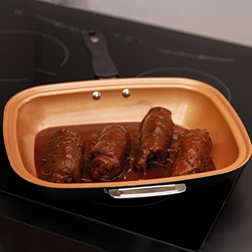 Food cooking in the LIVINGTON Black Doubletta Reversible Pan