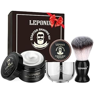 Shaving Kit for Men,Mens Shaving Kit include Sandalwood Shaving Cream, Shaving Soap, Shaving Brush, Shaving Bowl Gift Set for Men Gifts for Boyfriend Stocking Stuffers