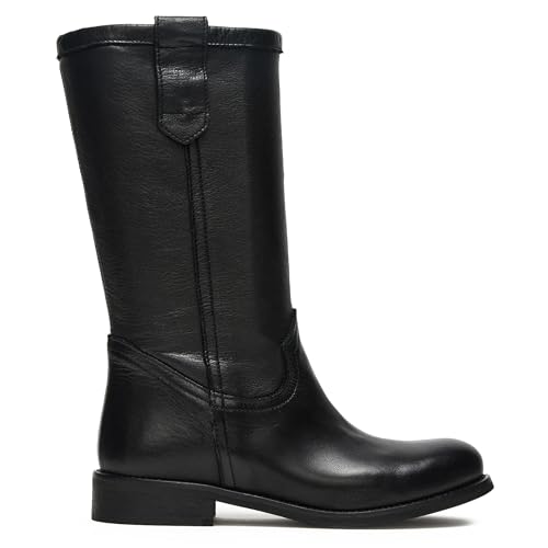 Mid Calf Boots for Women Round Toe Pull on Chunky Heel Fall Boots Riding Boot Comfortable Low Heel Shoes