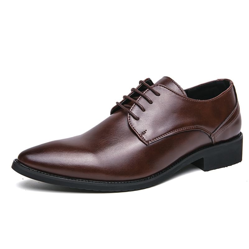 Men's Wingtip Oxford Dress Shoes Business Classic Pointed Toe Lace-Up Low-Top Leather Softsole Fashion Shoes
