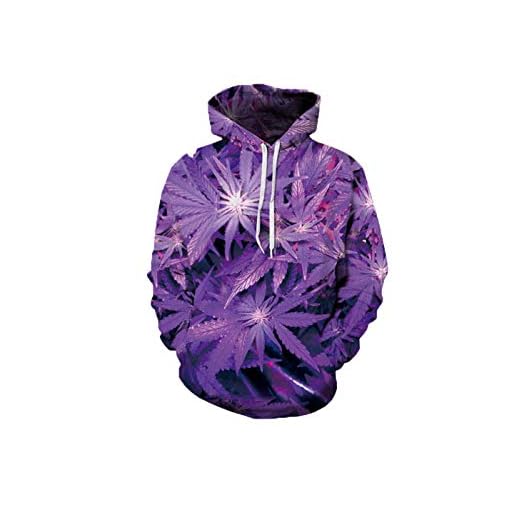 Herrars löv med huva 3D-tryck pullover långärmad höst man träningsoveraller huvtröja man ledig lös keps sweatshirt par, Lila 4, S