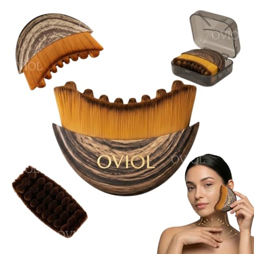 Image of OVIOL Lymphatic Contour Face Brush | Lymphatic Brush Face Massager for Sculpting and Drainage | Face Massage Tool for Jawline and Neck | Soft Bristles Ergonomic Design with Travel Case