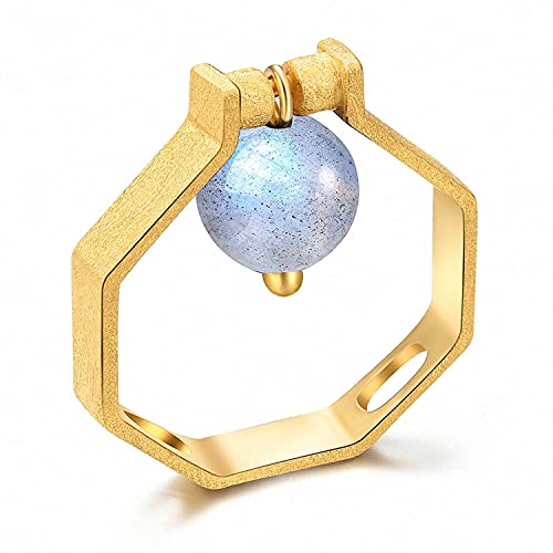 Bague argent sterling S925 deux pierres naturelles style simple femme