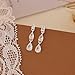 Ewrkbr Wedding Earrings for Women, Dainty Silver Dangle Earrings Elegant Bridal Earrings Long Cubic Zirconia Drop Earrings Dainty Silver Dangly Earrings for Women Trendy Silvers Bridesmaid Jewelry