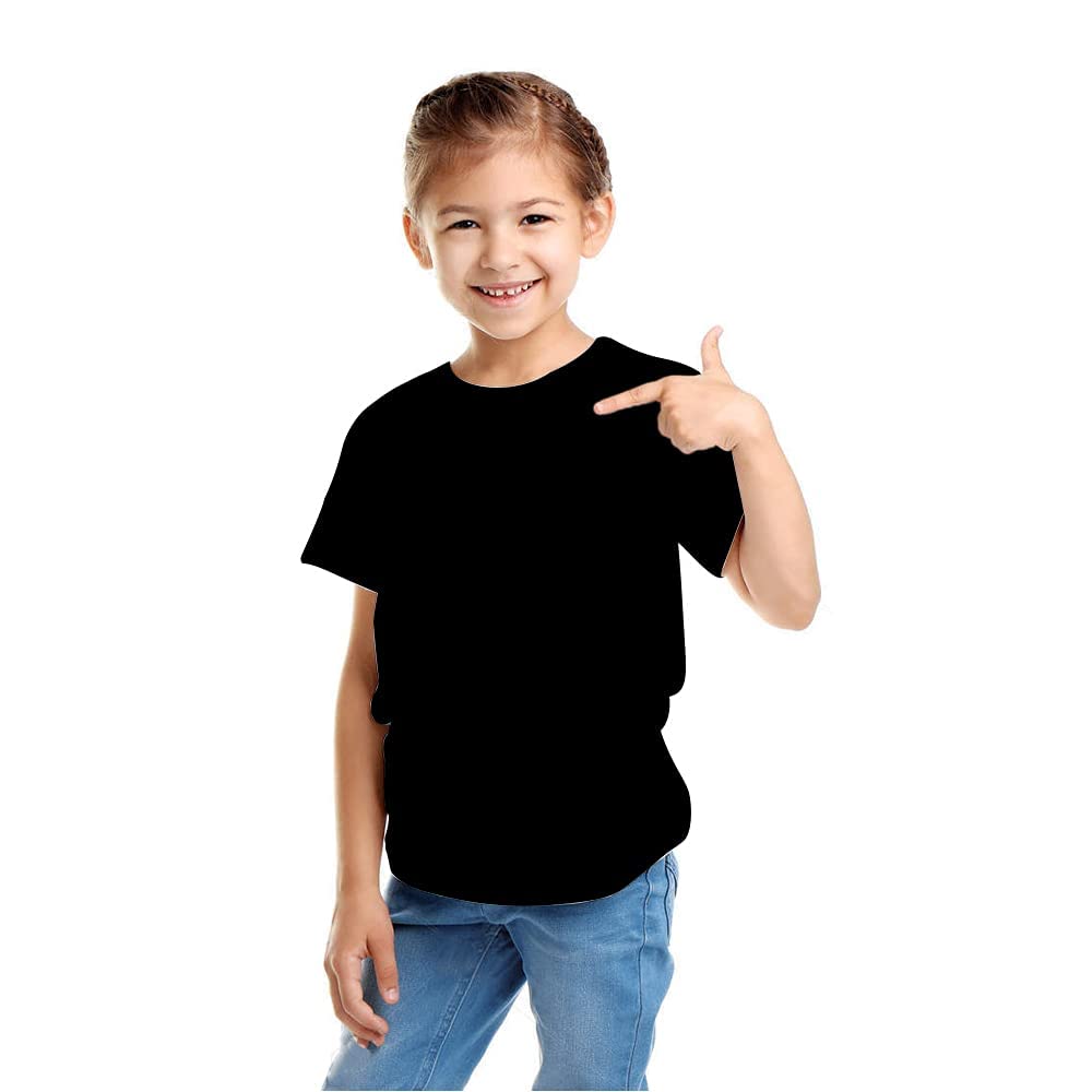 Custom DotsGirl’s Plain T-Shirt | Cotton Half Sleeves, Round Neck T-Shirts | Regular Slim Fit Solid Ultra Soft T Shirts | Casual Smart Look | Tees for Kids - Pack of 1