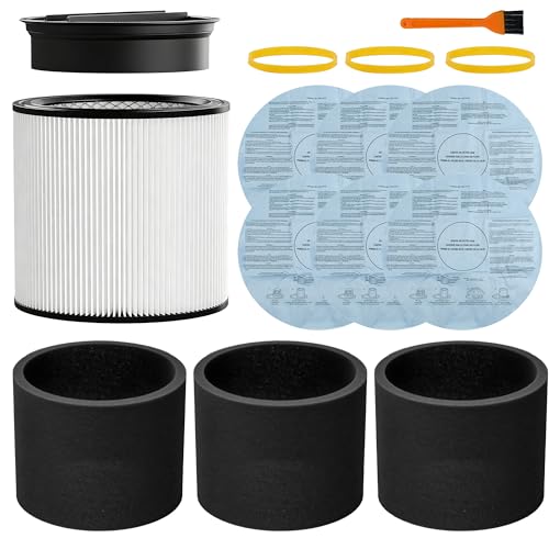 90304 Replacement Filter 90107 dry filter 90585 Foam Sleeve Compatible with shopvac filter 90304 90350 90333 90585 Fits Most 5 Gallon and Above Wet Dry Vacuum Cleaner (1+1+3+3+6+1)