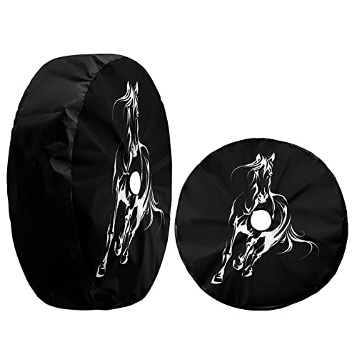 Image of Running Horse Spare Tire Cover with Backup Camera Hole Wheel Tire Cover Fit Trailer, RV, SUV and Many Vehicle 17inch