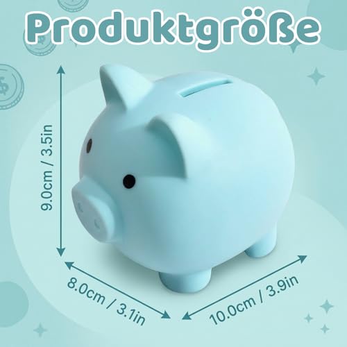Blaues Sparschwein,Plastikspardose,Mit Praktischem Münzeinwurf, Ideal Für Finanzielle Organisation Und Sparziele, Robuste Konstruktion,Blaues Sparschwein für Erwachsene(S)