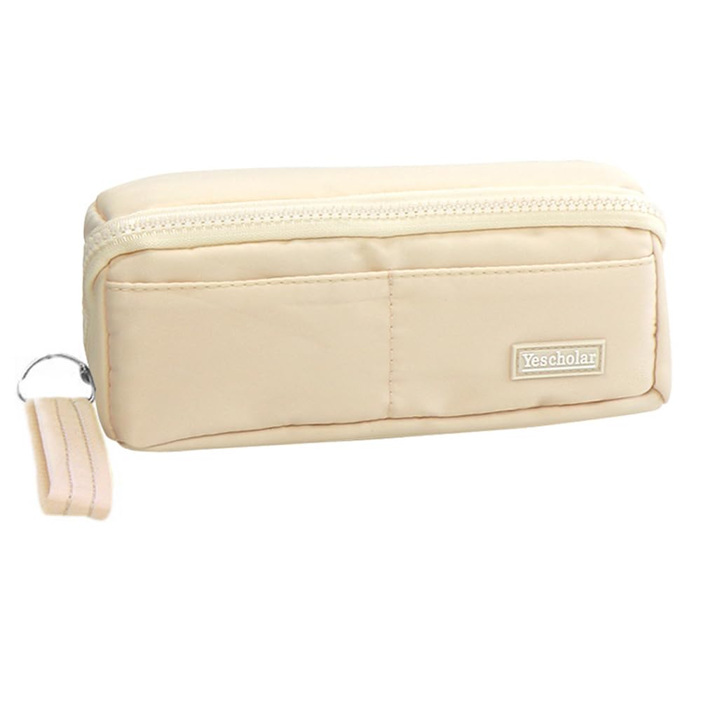 Estuche de gran capacidad, organizador expandible de 80 lápices con 7 compartimentos, organizador de oficina con bolsillo con cremallera para artículos de papelería y asa de fácil agarre