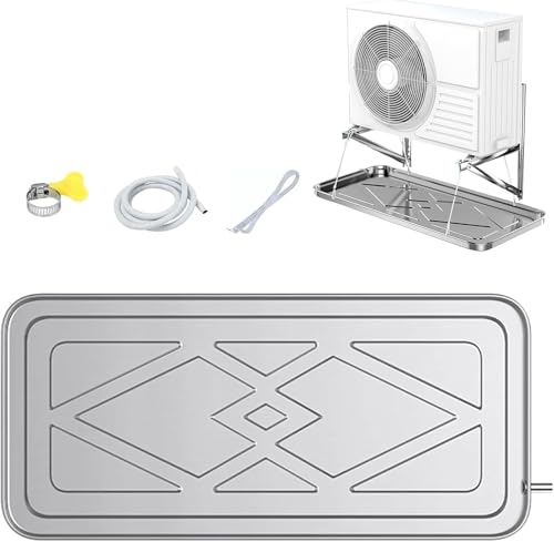 Bandeja de drenaje de condensado de CA de acero inoxidable, bandeja de goteo para recogida de agua en interiores y exteriores, ideal para ventanas y aire acondicionado mini split