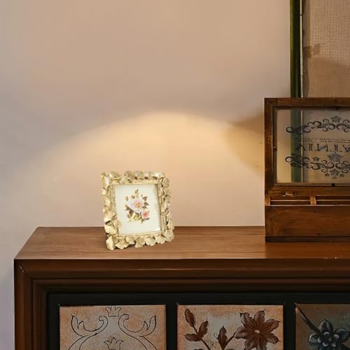 Image of 5x5 Vintage Picture Frames, Picture Frame for Table Top Display and Wall Hanging Home Decor (Gold 02, 5x5 Inch)