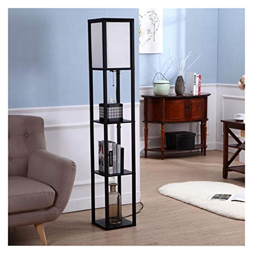 Lámpara de pie de madera para sala de estar con mesa de té integrada estilo nórdico