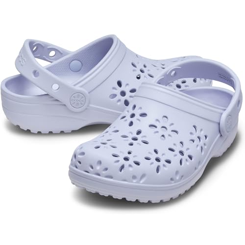 Image of Crocs Unisex-Child Classic Clogs with Floral Cut Out Design, Kids and Toddler Shoes