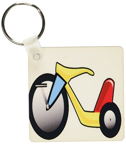 3dRose Red Yellow Blue Retro Big Wheel bike - Key Chains, 2.25 x 2.25 inches, set of 2 (kc_43829_1)