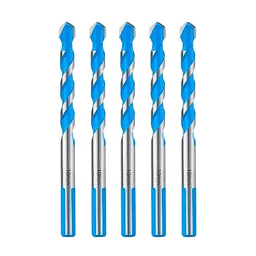Toolant 10mm Carbide Drill Bit Set for Concrete Glass, Brick & More - Industrial Strength, Shockproof, Box of 5