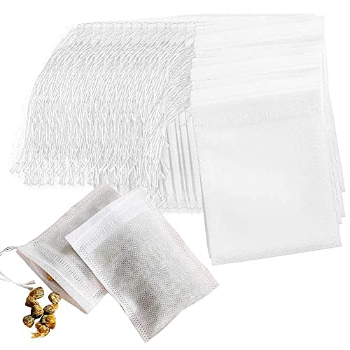 Teebeutel Leeres 100 Stück Papier, Teefilterbeutel Einweg Teebeutel Kordelzug Drawstring Teebeutel Filter Gewürzbeutel Filterpapier Teefilter Feine für Tee Obsttee Teeblumen Gewürz Kräuterpulver