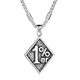 HSQYJ Men's One Percent 1% Stainless Steel Necklace Unique Men's Cool Pendant Motorcycle Biker Charm Chain Necklaces for Men