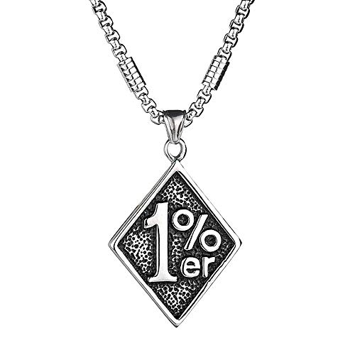 Hsqyj Men's One Percent 1% Stainless Steel Necklace Unique Men's Cool Pendant Motorcycle Biker Charm Chain Necklaces For Men Teens #TOP18