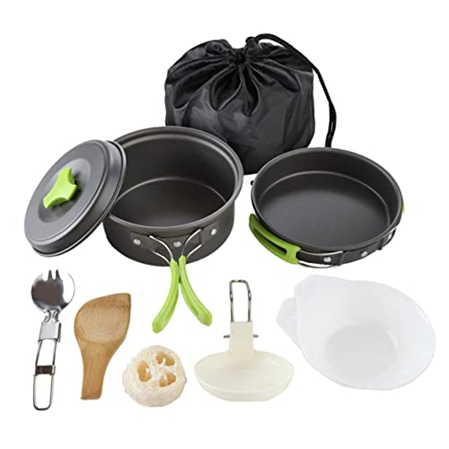 DECOMELODY 1set Portable Oxide Camping Cookware Outdoor Picnic Cooking Handles Lightweight and Easy to Clean Includes Storage Bag for Convenient Carry