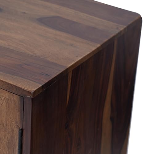 Image of Royaloak Opal 4 Door Sheesham Wood Shoe Stand | Drawer Storage | Durable & Long Lasting | 6 Shelves Ample Storage | Emperor Collection | Wooden Shoe Rack for Home