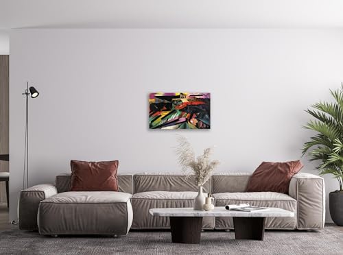 Impression sur toile cubisme Franz Marc The Wolves 50x100cm tableau avec cadre intérieur - 2