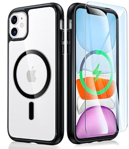 FNTCASE for iPhone 11 Case Clear Magnetic Magnetic with Screen Protector