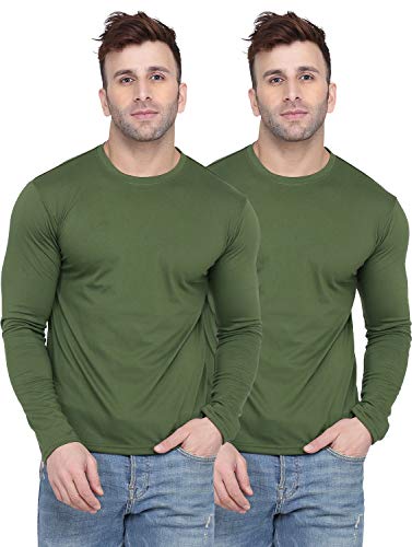 Image of Self Design Men Full Sleeve Round Neck Multicolor T-Shirt (Pack of 2)