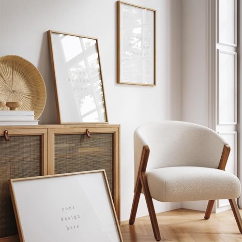 puthiac 20x30 Oak Wood Picture Frames -20"x30" Poster Frames for Wall, 20x30 Picture Frames for Wall, 20 x 30 Picture Frame, 20 x 30 Frame(1 Pack, Beige)