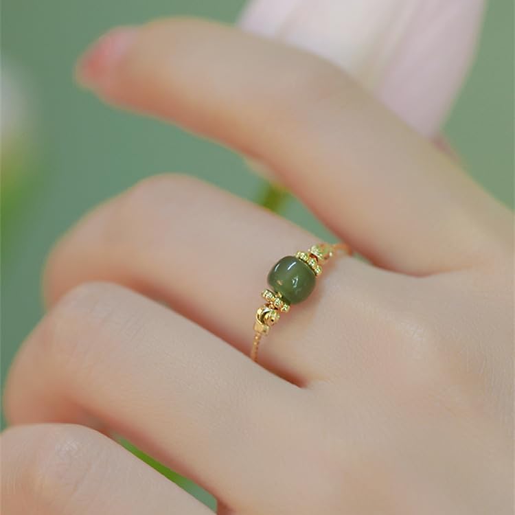 YWBMCYHPY Natural Hetian Jade Oval Ring in Rose Gold, Classic Band-Style Ring for Women, Green Jade Stone, 6.5 Size, 6g, 2 Stones, 0 Carats, Engagement Occasion - Image 6