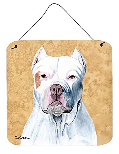 Caroline's Treasures SC9130DS66 Pit Bull Wipe Your Paws Wall or Door Hanging Prints Aluminum Metal Sign Kitchen Wall Bar Bathroom Plaque Home Decor, 6x6, Multicolor