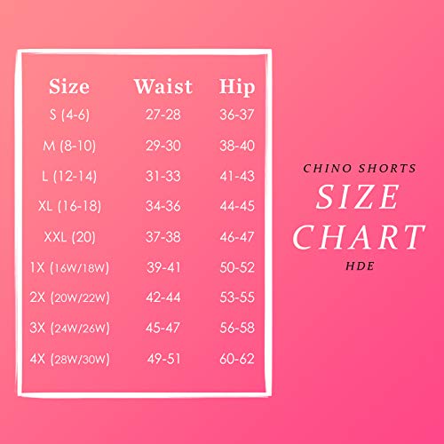 Hde Chino Shorts For Women 4" Inseam Elastic High Waisted Casual Summer Shorts Black - L #TOP2