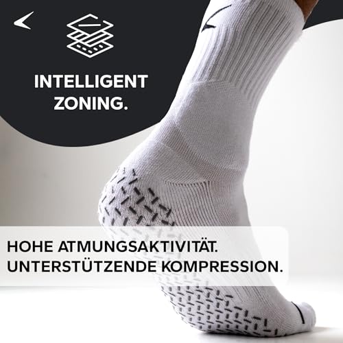 CHAIZ AGLTY GRIP SOCKEN rutschfeste Sportsocken für optimalen Halt & Komfort | für Indoor & Outdoor | Größe 45-48 | Farbe Weiß