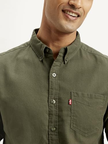 Image of Levi's Men's Solid Slim Fit Shirt Olive