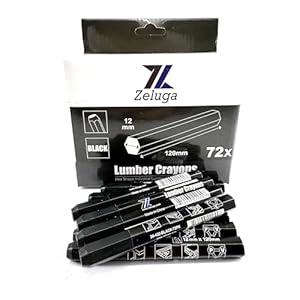 Zeluga Lumber Crayons Holzmarkierungsstifte, Schwarz, 72 Stück