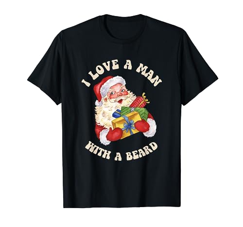 I Love A Man With A Beard Christmas Santa Vintage Maglietta