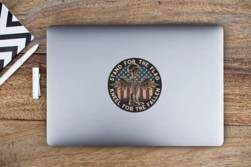 United By Color Stand For The Flag Kneel For The Fallen (Pack Of 2) 5X5 Inches - Strong Adhesive Waterproof Patriotic Stickers - Does Not Fade, Used For Truck, Car, Helmet, Laptop, Rv, Water Bottle, Boat #TOP4