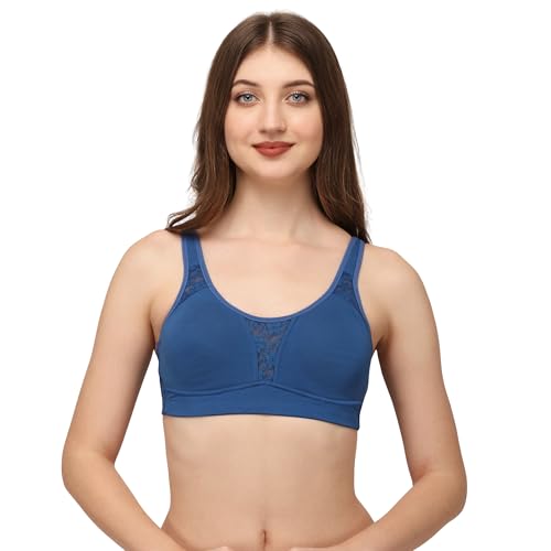 Image of SOIE Women's Full Coverage Minimizer Bra|Non Wired, Non Padded, Triple Layered Cups|Breathable Stretch Cotton with Lace & U-Back Support