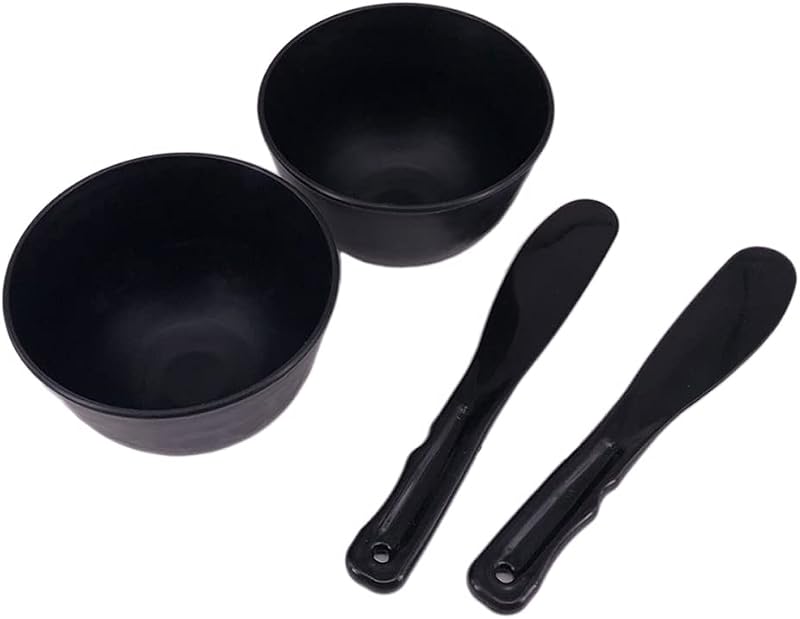 lasenersm Kit com 2 Tigelas para Mistura de Máscaras Faciais e 2 Espátulas, Preto