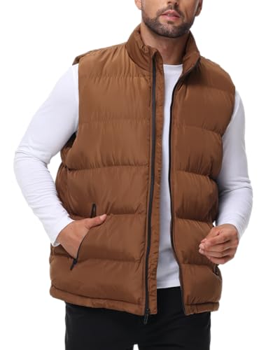Image of JIHUILAI Men's Puffer Vest Winter Jacket Warm Puffy Vests Men Outdoor Sleeveless Lightweight Water-Resistant Vest M To 5XL