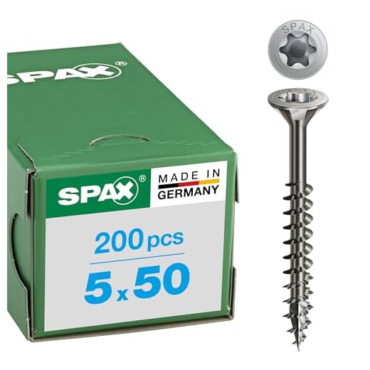 SPAX Universalschraube aus Edelstahl rostfrei A2, 5,0 x 50 mm, 200 Stück, T-STAR plus, Senkkopf, Teilgewinde, 4CUT, 0197000500503