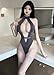 THSCWY Sexy Halter Deep V Bodysuits Crotchless Lingerie for Women Sets Fashion Hollow Bodycon Naughty Club Underwear Outfits