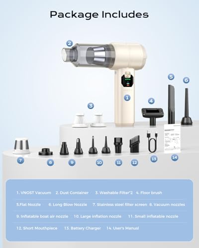 Image of Portable Cordless Car Vacuum,4-in-1 Handheld Cordless Vacuum with 30000Pa Suction, 130000 RPM,6800mAh Battery,10 Nozzles,Rubber Paint Material for Car,Home,Birthday Gifts for Men Dad Husband(Beige)