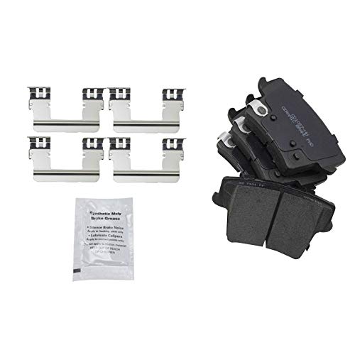 Image of TRQ Rear Brake Pad and Rotor Set Ceramic Solid Rotors Parking Shoe Compatible with 2005-2021 Chrysler 300 2009-2021 Challenger 2006-2021 Charger 2005-2008 Magnum