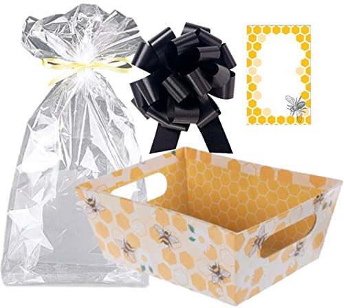8 Empty Gift Basket Making Kits, Do It Yourself, Diy Build Your Own Gift Basket, Matching Supplies, 8 Market Trays, 8 Cellopane Bags, 8 Ribbon Pull Bow And 8 Matching Tags (Bee) #TOP1