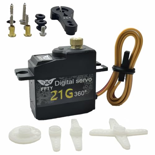 21G Micro Servo with 25T Arm,Digital Servo Full Metal Gear Rotation Angle 180°270°360°for 1/14 1/16 1/18 RC Crawler Car,Truck, Robot Upgrade Parts...